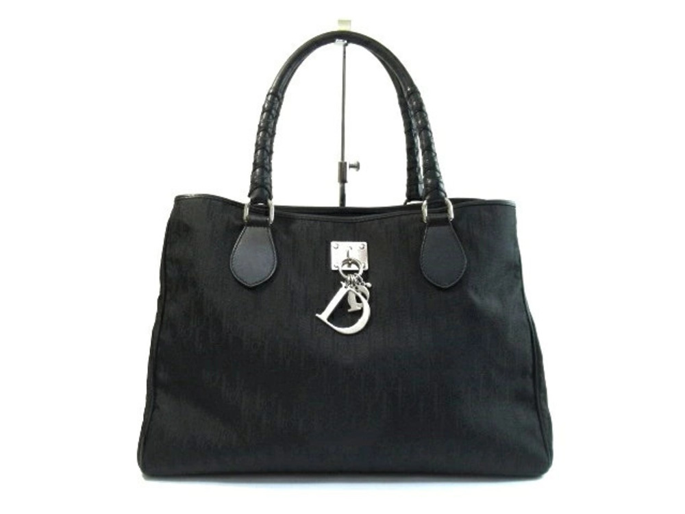 Christian Dior bag tote shoulder Trotter lovely handbag canvas black